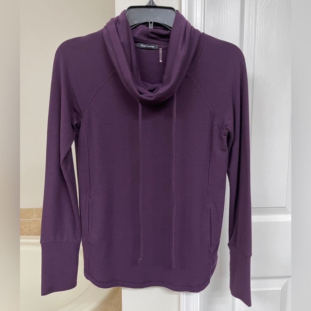 Pink Clover Women's XS Petite Adjustable Cowl Neck Sweater/Top with Pockets